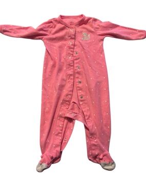 Carter's Pink Polka Dot Footed One-Piece with Kitten